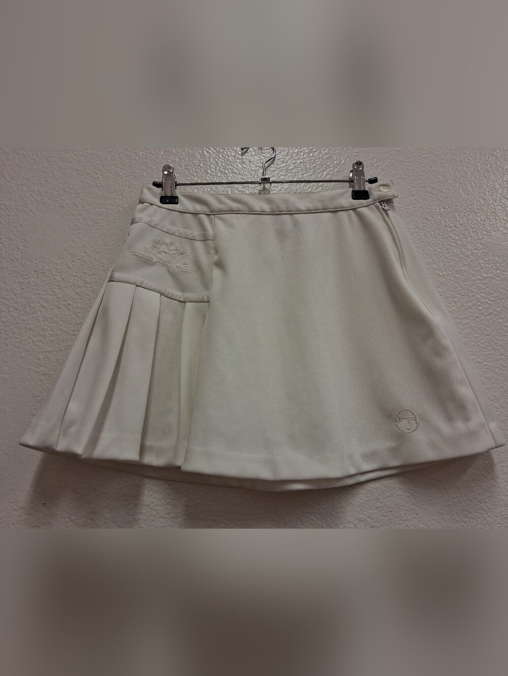 Sergio Tacchini Vintage Women's White Pleated Embroidered Tennis Skirt US 10